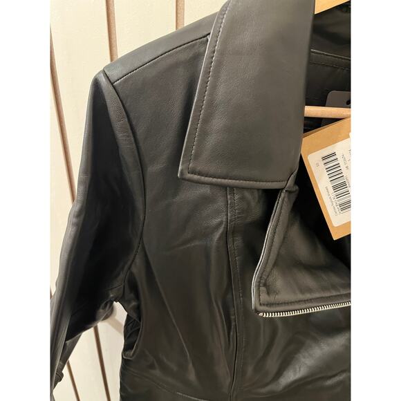 Decrum Genuine Leather Jacket - Clarissa Womens Black Asymmetrical Peplum - L - Picture 4 of 6